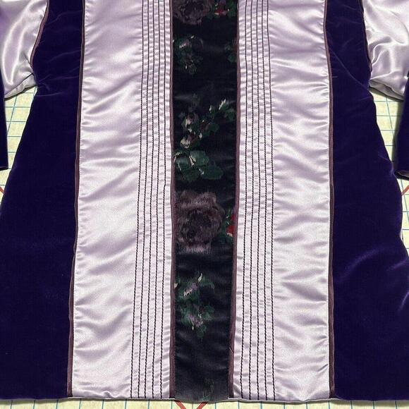 Handmade Purple Satin Floral Open Boho Jacket Opus 1 100% Cotton Hippie One Size - Picture 15 of 15